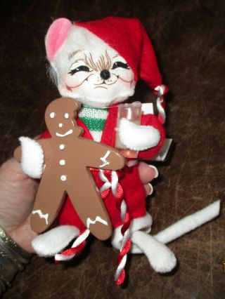 Vintage 2006 Annalee Mobilitee Christmas Mouse Gingerbread Cookie Milk W/tag 6in
