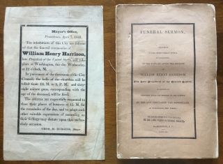 Antique 1841 Broadside President William Henry Harrison Death & Funeral Sermon