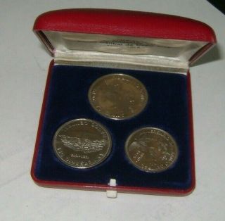 Costa Rica 3 - Coin Proof Set 1950 - 1975 Rare In Case 25th Anniversary Central Bank
