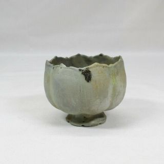 B872: Korean Unusual Shaped Cup Of Blue Porcelain Ware Of Goryeo Style