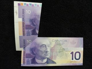Major Folding Error 2001 Bank Of Canada $10.  00 Bank Note Rare Color Chart