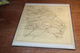 Antique Poster Print Wall Art Map Of Georgia With Roads And Trails 1932 Framed
