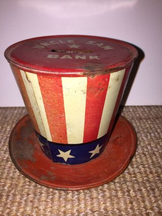 Antique Tin Uncle Sam Hat Bank.  Chein Us C1941.
