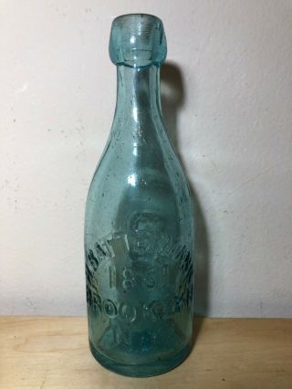 Antique H Batterman Brewing Co. ,  Brooklyn,  NY Beer Bottle Hand Blown Blob Top 2