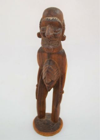 Antique Primitive Mexican Mayan Aztec Hand Carved Wooden Statue Figurine