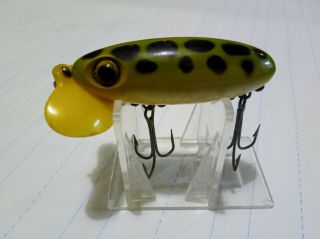 Vintage Plastic Lip Fred Arbogast Jitterbug Frog Pattern Fishing Lure