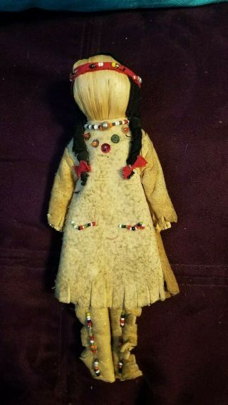 Antique Mohawk Corn Husk Doll Native American Indian