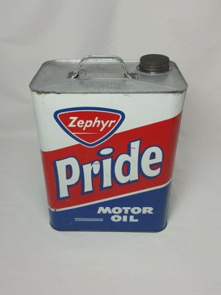 Zephyr Pride Motor Oil Can Vintage 2 Gallon Rare Gas Oil Mancave Garage Decor