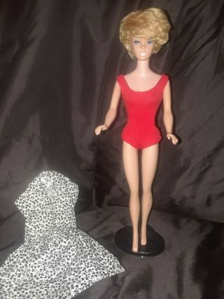 Vintage 1960s Mattel Barbie Blonde Bubblecut With Swimsuit & Black Label Outfit