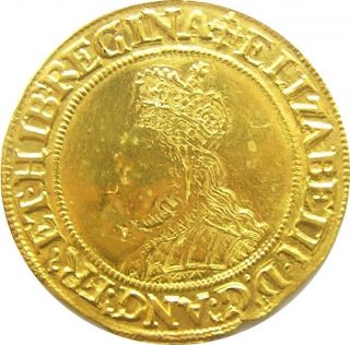 Rare 1560 - 1561 Queen Elizabeth I Tudor Gold Half Pound Ten Shillings 2nd Issue