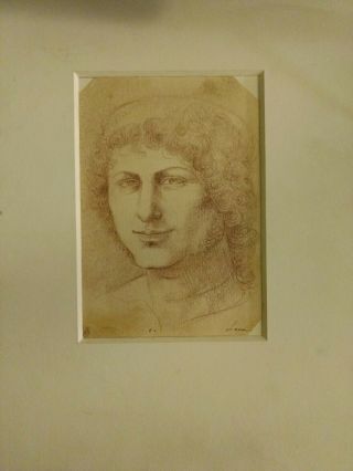 Rare Old Italian Master Drawing Brown Chalk On Laid Paper