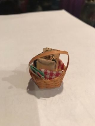 Vintage Miniature Dollhouse Accessories Basket Of Craft Supplies & Materials