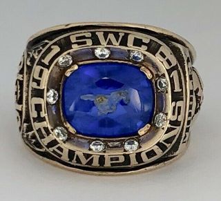 Rare 1981 Smu Mustangs " Swc " Champions Ncaa Football Championship 10k Gold Ring