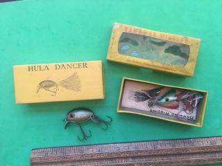 Hawaiian Wiggler In Cellophane Box & Hula Dancer Lure Fred Arbogast