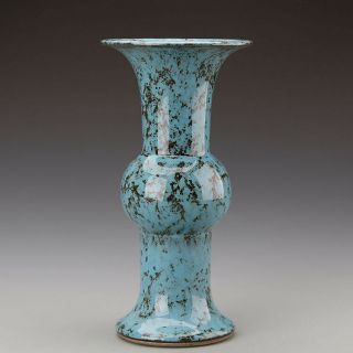 Chinese Ancient Antique Hand Make Blue Glaze Vase Yongzheng Mark S2