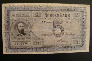 Norway 5 Gold Kroner 1883 Extremely Rare