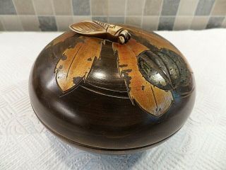 French Art Deco Hand Painted Box With Carved Cicada (cigale) From 