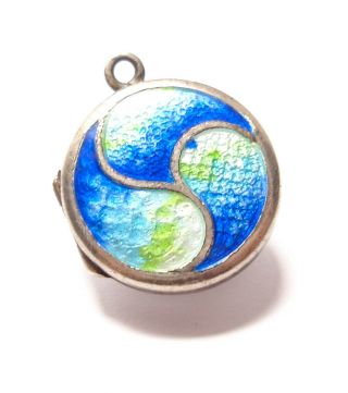 Antique Edwardian Arts And Crafts Silver And Enamel Locket