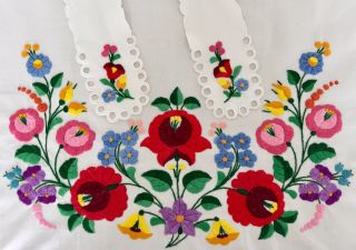Vintage Stunning Hand Embroidered Cotton Apron Hungarian Budapest Technoimpex