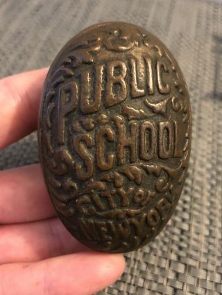 Antique York City Public School Brass Door Knob