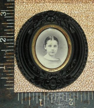 Near Rare Civil War Era Small Thermoplastic Union Oval Frame Odd Size
