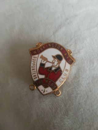 Rare Old Football Badge Workington A F.  C.  Supporters Club Enamel Brooch Pin