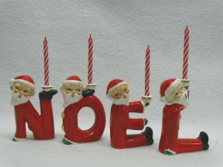 Vintage Set Relco Ceramic Noel Santas Candle Holders Japan 1950 - 1960 