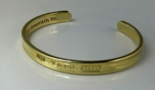 Rare Retired 1997 Tiffany & Co.  1837 Cuff Bangle Bracelet 18k Solid Gold