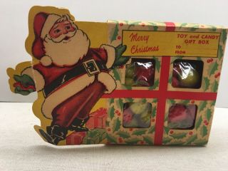 Vintage Antique Christmas Cardboard Candy Box With Candy Ca.  1950s