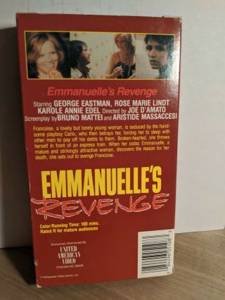 EMMANUELLE ' S REVENGE VHS VIDEO GEMS JOE ' D 