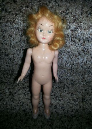 Mid Century Vintage Marcie Doll Hard Plastic Sleep Eyes Mohair Hair 7 " Jointed