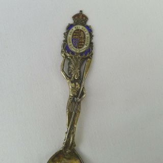 North Sydney CB Sterling Silver Souvenir Spoon Enamel Crest Indian 17.  8 Grams 2