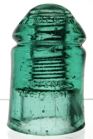 Cd 126.  4 Green Aqua W.  E.  Mfg.  Co.  Antique Glass Telegraph Insulator Piece