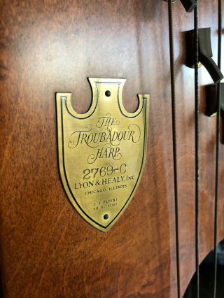 Vintage Lyon Healy Troubadour Harp In Needs Strings Rare