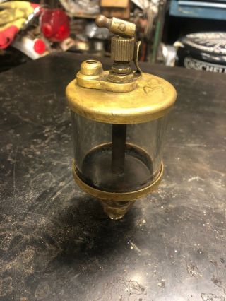 Antique Brass Oiler Hit Miss Engine Ihc Glass Oiler