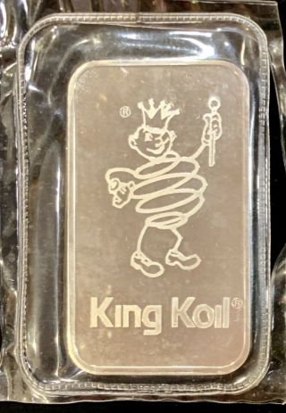 Johnson Matthey King Koil 1 Oz Silver Bar Ultra Rare Low Mintage