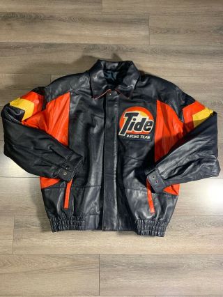 Vintage Rare Tide Racing Team Leather Jacket Size Xl