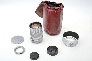 Leica 85mm F1.  5 Summarex M39 Screw Mount Lens,  M Adapter,  Hood,  Caps,  Case,  Set,  Rare