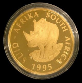 1995 Natura 1 Oz Gold - The Rhino South African Rare /89 Uncirculated