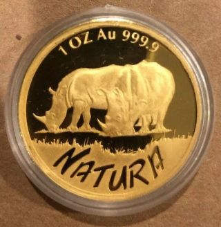 1995 NATURA 1 OZ Gold - THE RHINO South African Rare /89 Uncirculated 3