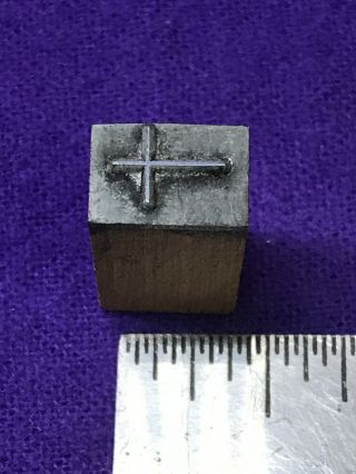 CROSS - ANTIQUE - printers Block - Engraved Metal On Wood Block 2