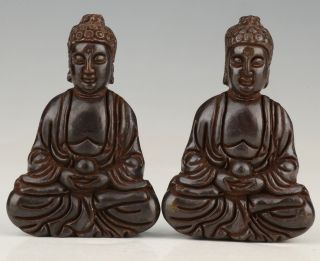 2 Rare Buddhist Chinese Jade Pendant Statue Guanyin Bodhisattva Spiritual Gift