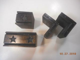 Printing Letterpress Printer Block Detailed Wood Stars Border & Corners Antique