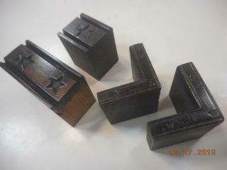 Printing Letterpress Printer Block Detailed Wood Stars Border & Corners Antique 2