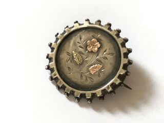 Antique Victorian 1890’s Silver Gold Forget Me Not Flower Brooch.