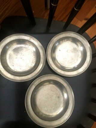 18th C Rare Matching Set 3 Pewter Plates/bowls Thomas Compton Marks London