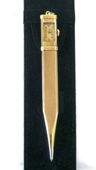 Rare Vintage Alfred Dunhill 9k Gold Pencil With Watch Exc,  33738