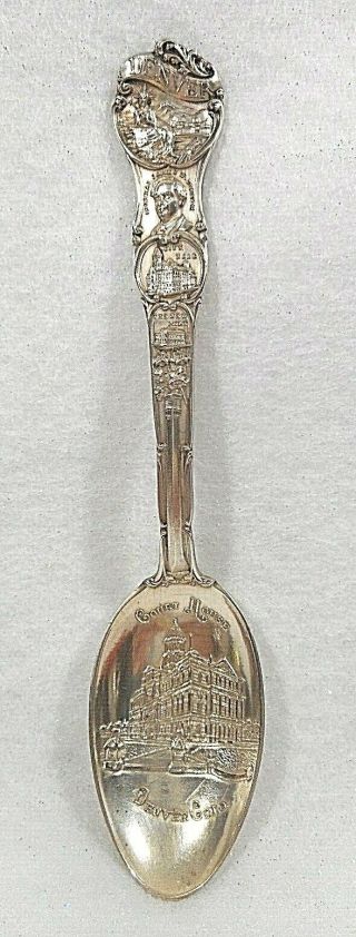 Sterling Silver Souvenir Spoon Denver,  Colorado Court House 2