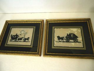 Vintage 1930 Reliance Reverse Silhouette Framed Pictures " Tally Ho " T - 1