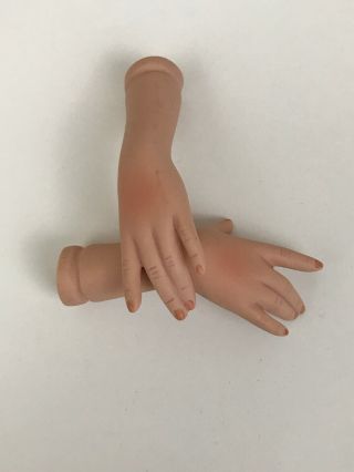 Vintage Porcelain Doll Forearms Arms Hands Slender 2 1/2” Parts Restore